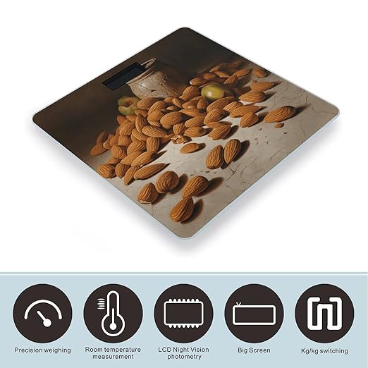 Almonds and Jars Scale for Body Weight Accurate Digital Bathroom Scale Toughened Glass High Precision Scales Smart Weight Scales with Large LCD Backlight Display Weighing Machine