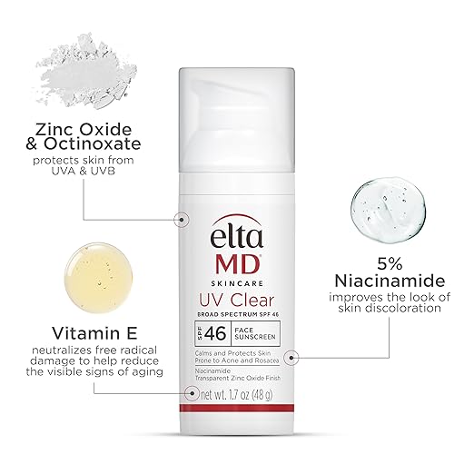 EltaMD UV Clear Tinted Face Sunscreen SPF 46 Oil Free Sunscreen for Sensitive Skin with Zinc Oxide Dermatologist Recommended