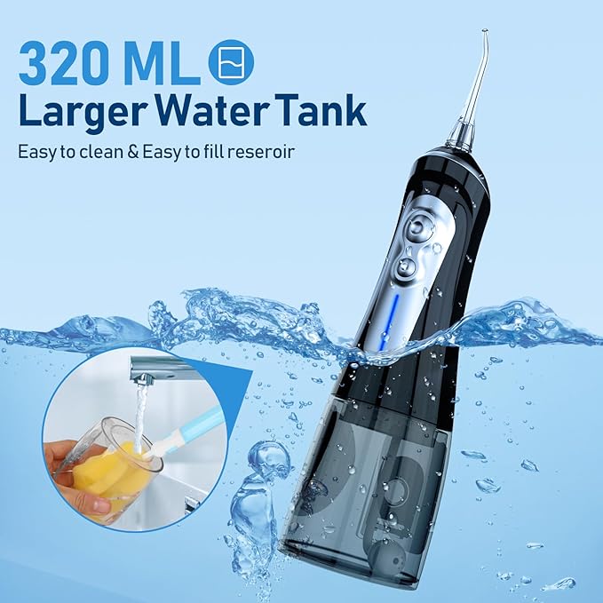 NBGRLVS Water Dental Flosser for Teeth Pick Cleaning Cordless - 6 Adjustable Modes320ML Portable &amp Rechargeable IPX7 Waterproof Powerful Oral Irrigator Cleaner Picks for Home Travel