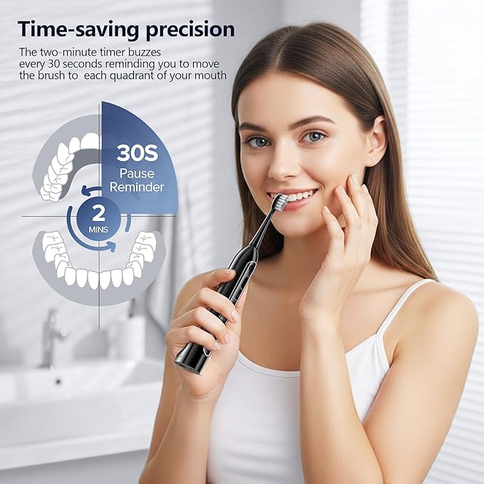 Electric Toothbrush with Water Flosser Combo for Teeth Brushing &amp Flossing Sonic Electric Toothbrush for Adults Cordless Water Flosser for Home &amp Travel Portable Travel Case Included