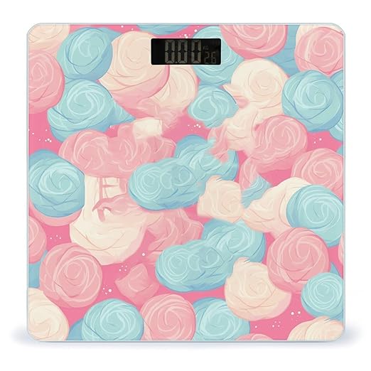 Cotton Candy Bathroom Scale Rounded Smart Scale for Body Weight Automatic Power On/Off Weight Scales Accurate Bathroom Digital Scales for Pet Home Bedroom Kitchen