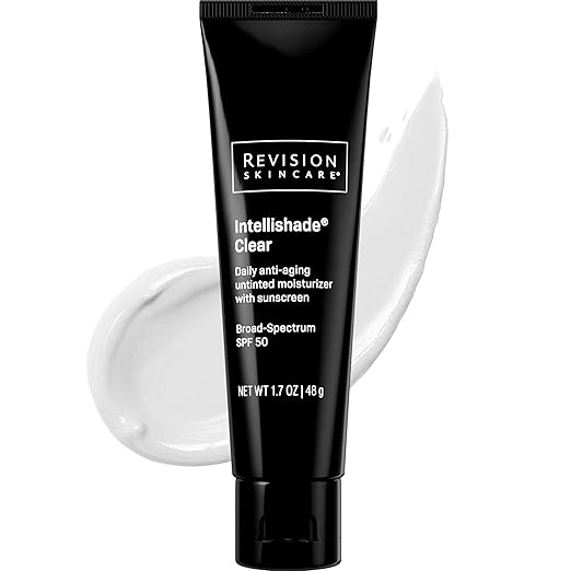 Revision Skincare Intellishade® Clear SPF 50 Anti-Aging Sunscreen for Face Oil-Free Daily Moisturizer with SPF Peptides &amp Vitamin C Invisible Hydrating Broad-Spectrum Sunscreen 1.7 oz