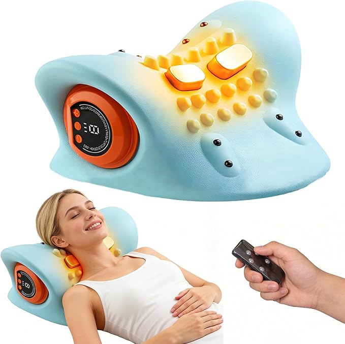 Neck Massager 2026 New Upgrade Neck Massager Pillow with Heat Electric Deep Tissue 4D Massage 26° Angle Neck Stretcher Cervical Traction Device 3 Modes - Neck &amp Shoulder Relief