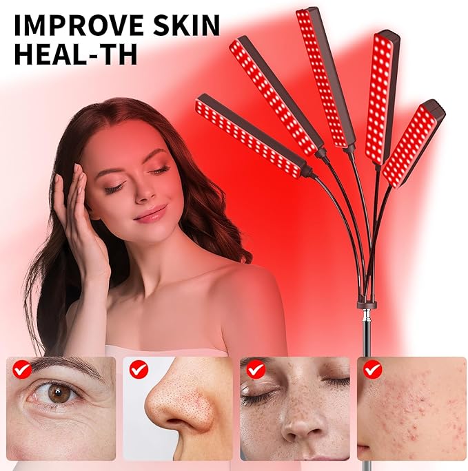 Red Light Therapy for Face Body 5 Heads Red Infrared Light Therapy Device 7Colors Full Body Red Light Therapy Devices 660nm and 850nm Near Infrared for FaceMuscleBodySkin
