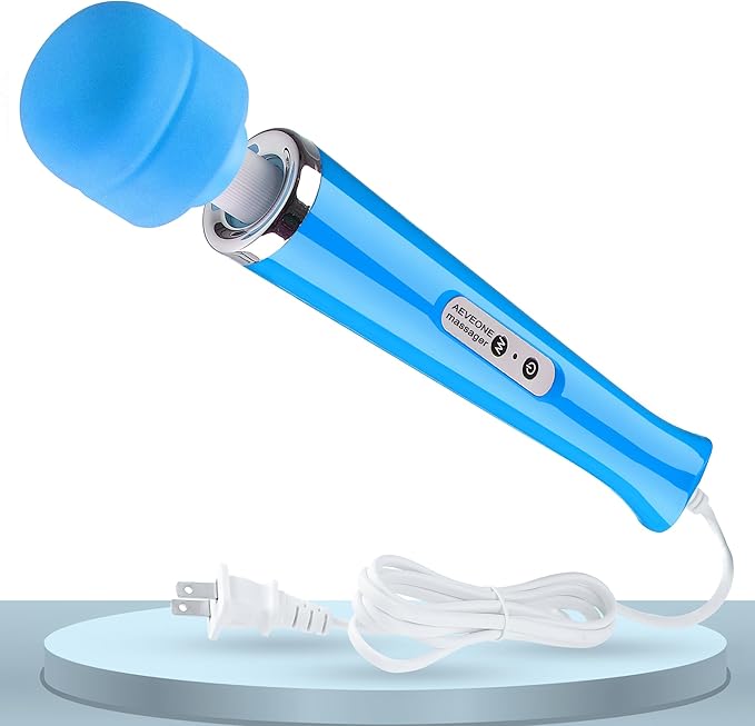 Wired Powerful Handheld Wand Massager Strong Personal Vibration Massage for Sports Recovery Back Muscle Aches Whole Body Pain (Blue)