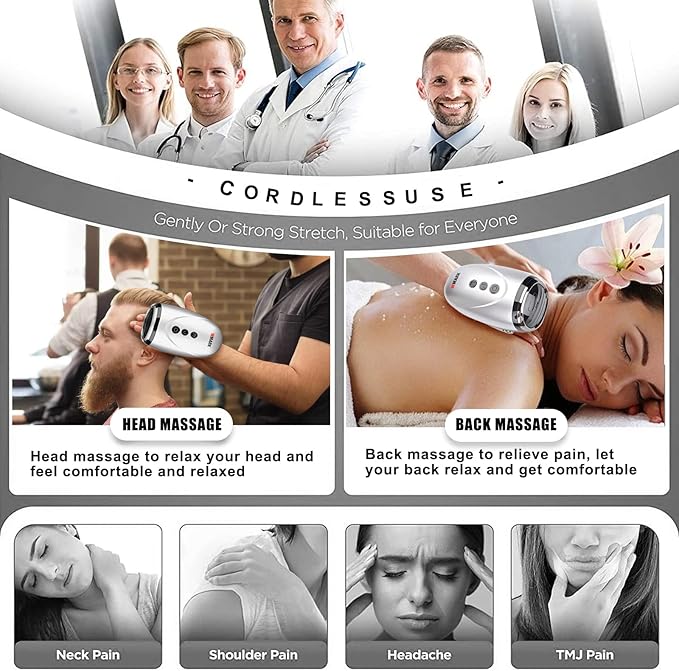 Professional Haircut Massager/Cordless Handheld Massager Vibration Neck/Legs/Hands/face Massager 2 Massage nodes 2600AMH (Silver)