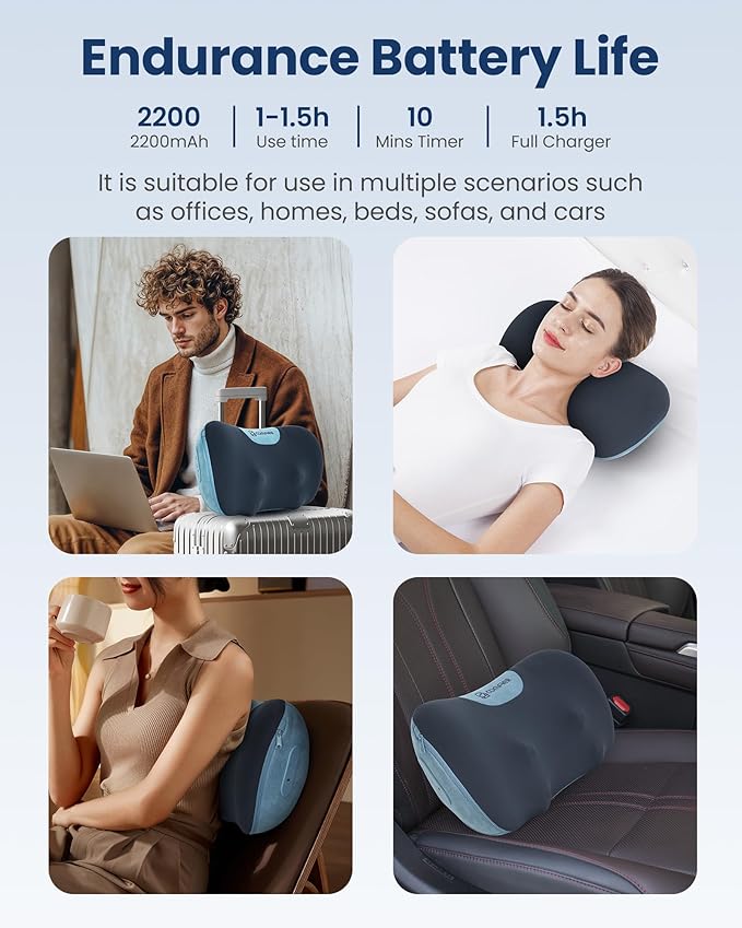 COMFIER Shiatsu Neck and Back Massager with Heat Neck Massager Pillow with 3D Kneading Deep Tissue Cordless &amp Portable Soothes Muscle Tension at Home Office TravelIdeal for Men &amp Women