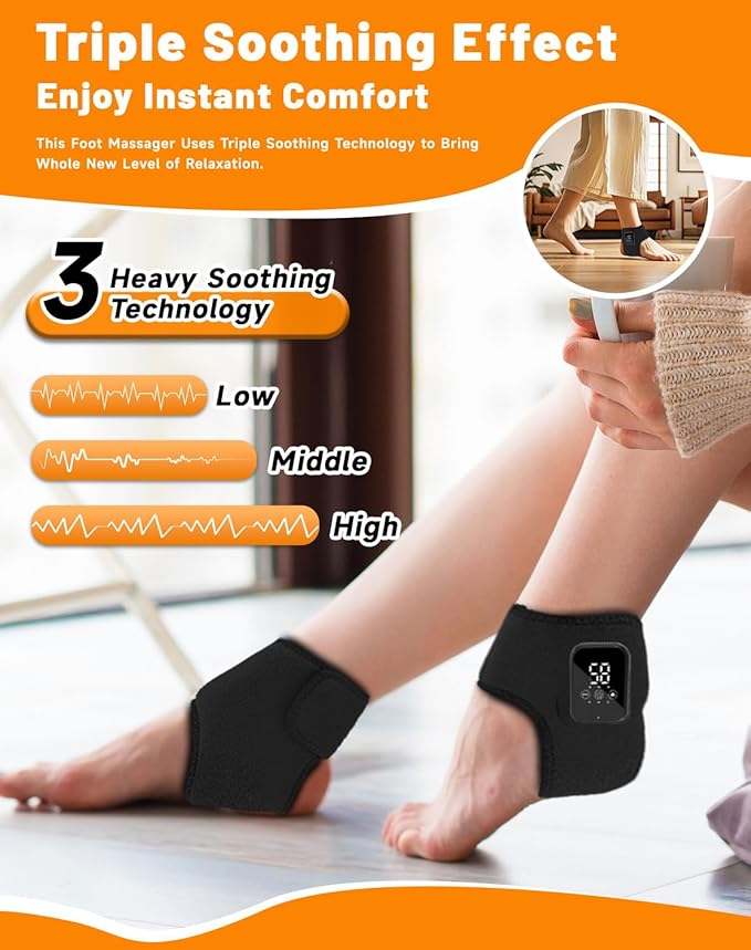 Massager 2026 Foot Relief Massager Portable Feet Relieve Machine Foot Massager for Neuropathy 3 Massage Modes 3 Heat Level Rechargeable Just 15 Minutes a Day (1PCS)