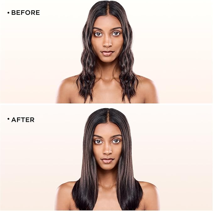 Prizm Hair Straightener Brush 20s Fast Heating Negative Ions Hair Straightening Comb with Less Frizz 4 Temp Settings &amp LED Display Anti-Scald Design for Home Salon Dual Voltage Champagne Sil