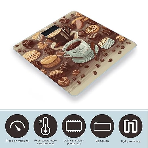 Coffee and Sweets Sugar Chocolate Scale for Body Weight Safe Rounded Corners Tempered Glass Digital Bathroom Scale LED Display 400lb Capacity Weight Scales with High Precision Sensors