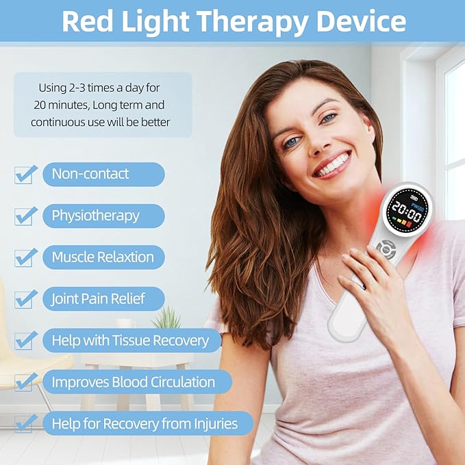 Portable Red Light Therapy Back Pain 16X660nm + 4X980nm + 4X810nm Upgraded Handheld Light Device for Knee ShoulderMuscle &amp Joint Pain Relief Infrared Light Therapy Machine for Human/Pet