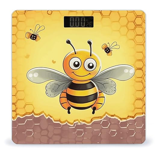 Bee on The Square Scale for Body Weight Accurate Digital Bathroom Scale Toughened Glass High Precision Scales Smart Weight Scales with Large LCD Backlight Display Weighing Machine