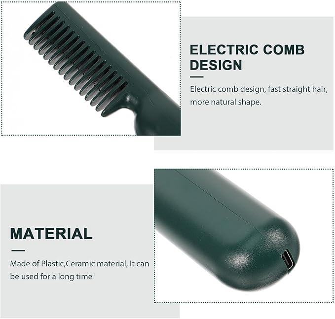 ABOOFAN Temperature Electric Hair Straightener Brush for Thick Hair Protective Heated Styling Comb with Ceramic Plates for Curling and Straightening Portable USB Powered Tool for Travel
