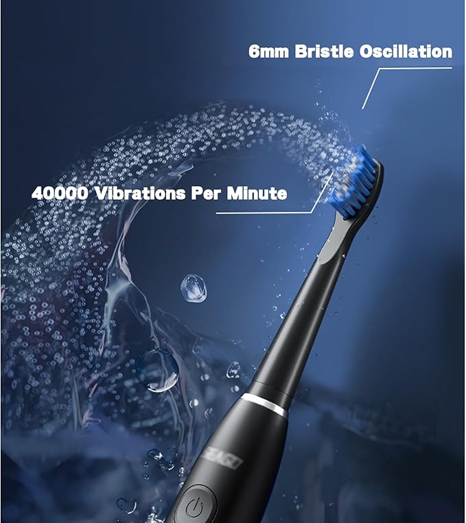 YUHANG Sonic Electric Toothbrush5 Modes400-Day Battery Life2-Minute Timer30s ReminderErgonomic Comfort Grip40000 Vibrations/minIPX7-4 Brush Heads - Travel Box (White)
