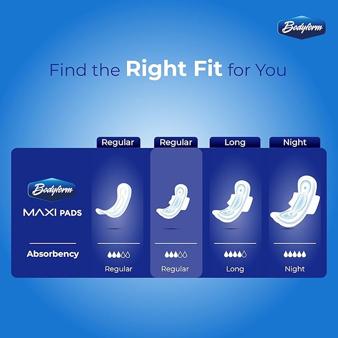 Bodyform Maxi - Value Sanitary Napkins Cushion Soft Always Comfortable and Ultra-Absorbent (Regular Wings 288 Count (24 Packs of 12 Counts))
