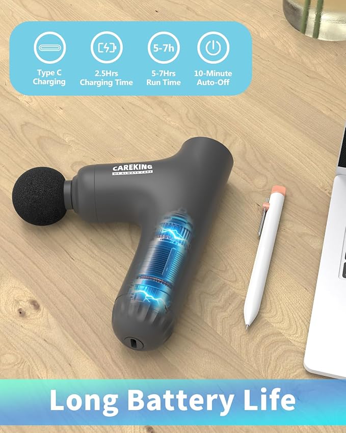 3-in-1 Detachable Massage Gun Deep Tissue Ergonomic Extension Handle Back Massager for Pain Relief Portable Percussion Muscle Massager for Shoulder Thigh Waist &amp Neck FSA-HSA Eligible