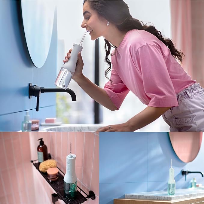 Philips Sonicare Water Flosser Cordless – Rechargeable Power Dental Waterflosser for Teeth Portable Oral Irrigator with 3 Intensity Settings 360° Rotating Nozzle – (Mint)
