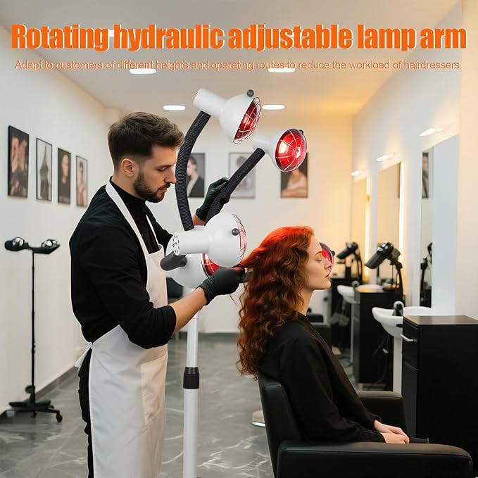 750W 5-Head Infrared Hair DryerFar-Infrared Heating Lamp with Adjustable TemperatureMulti-Directional Lamps Flexible Limb &ampAnti-Tangle CastersFor Salon&ampHome Hair Coloring Perming&ampStyl