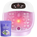 Foot Spa Bath Massager with Heat Bubbles and Vibration Massage and Jets 16 OZ Calming Lavender Foot Soak Epsom Salt Foot Soaker with Red Light 22 Massage Rollers Adjustable Temp - Pink