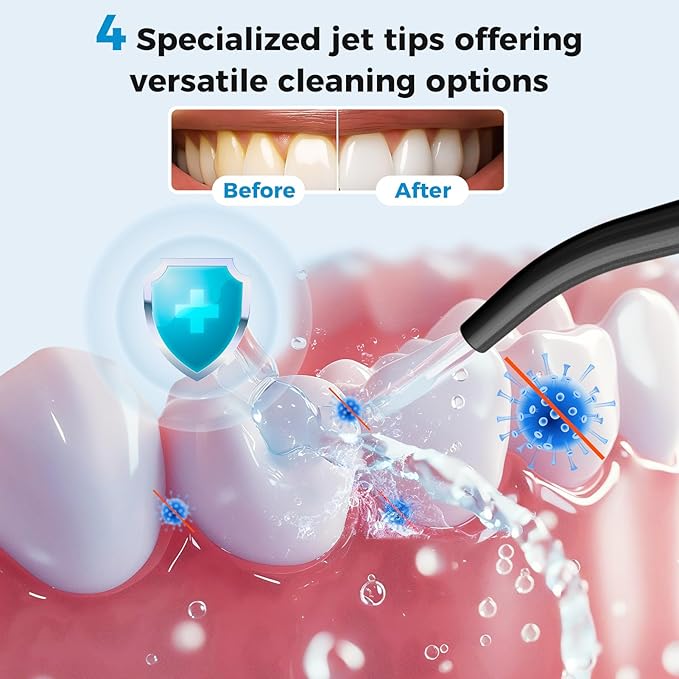 LINKEVAP Water Flosser for Teeth Pick360ML Rechargeable Travel Oral Irrigator CleanerIPX7 Waterproof Daily Dental Care Machine for Home (Black)