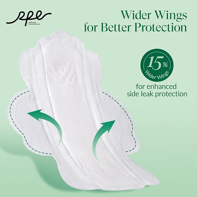 Organic Feminine Care Bundle: Large pH-Balanced Wipes &amp Ultra-Thin Absorbent Sanitary Pads for Women 10ct Wipes + (Regular Size 3 108 Count)