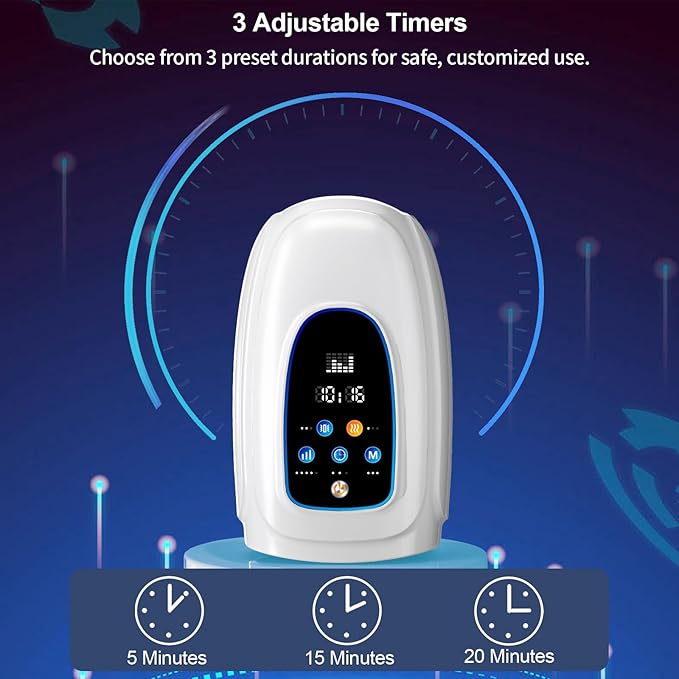 Hand and Wrist Massager with Heat Compression and Vibration 3 Modes 5 Intensities LCD Display for Arthritis and Carpal Tunnel and Palm Massage Cordless Massager for Relaxation (Gray)