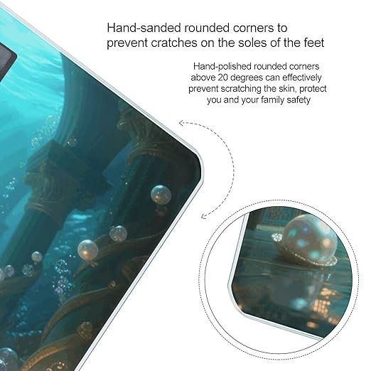 Mermaid in Underwater Palace Scale for Body Weight Sturdy Tempered Glass Weighing Scales with LCD Display Accurate Digital Bathroom Scale Convenient Body Fat Smart Scales Easy Read