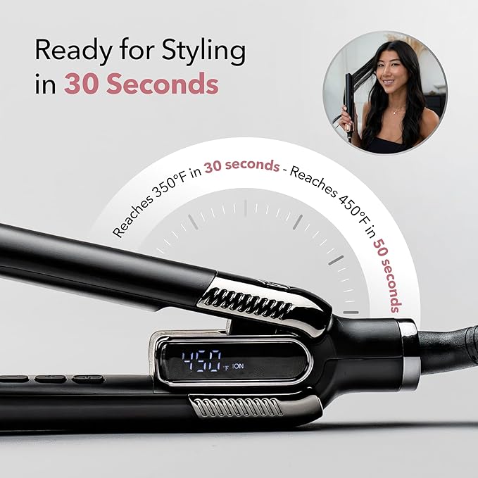 SRILabs StyleQ Flat Iron Hair Straightener Styler - GraphFlow Techonology Negative Ions Infrared Light Therapy 12 Heat Settings for Straight Smooth Waves and Curls: All Hair Types