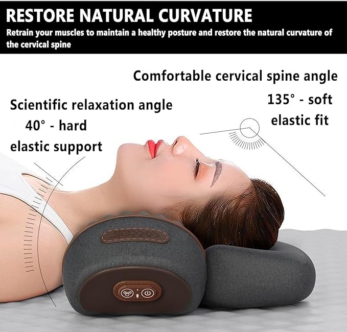 Cervicale PillowMassaggiatore for il collo 3 in 1 Deep Massage and Relaxation with Heat Neck Stretcher Massage Relaxer (Grey)