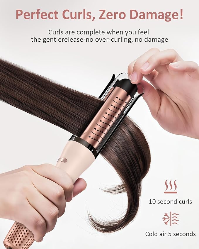 Automatic Curling Iron Auto Hair Curler with 4 Temperature &amp 3 Timer Portable Hair Curler Automatic Shut-Off Anti-Scald Anti-Tangle 500 Million Ionic Rotating Curling Wand for Hair Styling