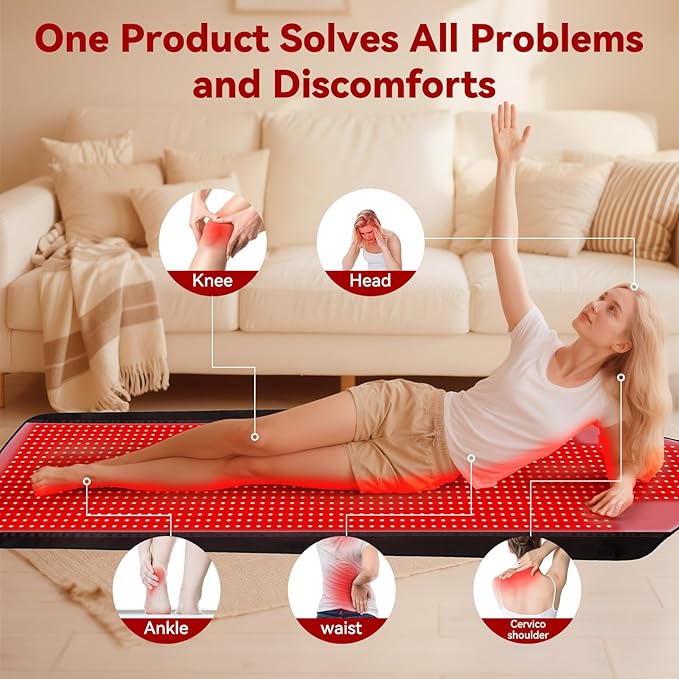 Red Light Therapy Mat for Full Body 74*35 Largest Infrared Red Light Therapy Mat with 1444 LEDs Upgraded Premium TPU Dual Wavelength Infrared Blanket for Back Waist Belly Knee Joint Muscle