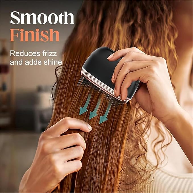 Glambrush Mini Hair Straightener 2-in-1 Cordless Hair Straightener Comb 3-Speed Temperature Control Anti-Scald Lightweight and Portable Mini Size for Home Travel (Black 2pcs)