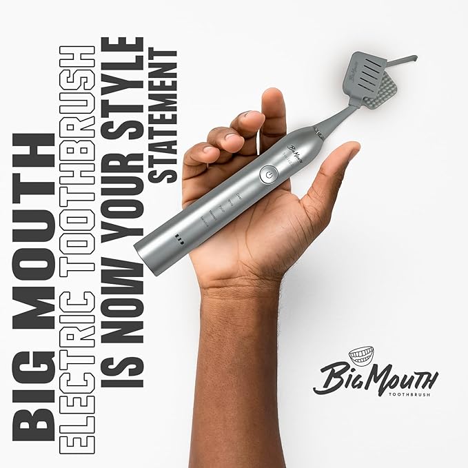 BIG MOUTH TOOTHBRUSH Dr Bobbi Electric Toothbrush for Adults | Ultrasonic Rechargeable Toothbrush with 5 Cleaning Modes &amp 2-Minute Smart Timer | Retains 42-Day Battery | Travel-Friendly Platinum