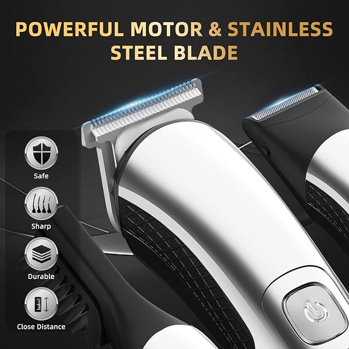 Beard Trimmer for Men Electric Razor for Mustache Body Nose Ear Hair FacialCordless Hair Clippers with Travel Bag for Blade Storage