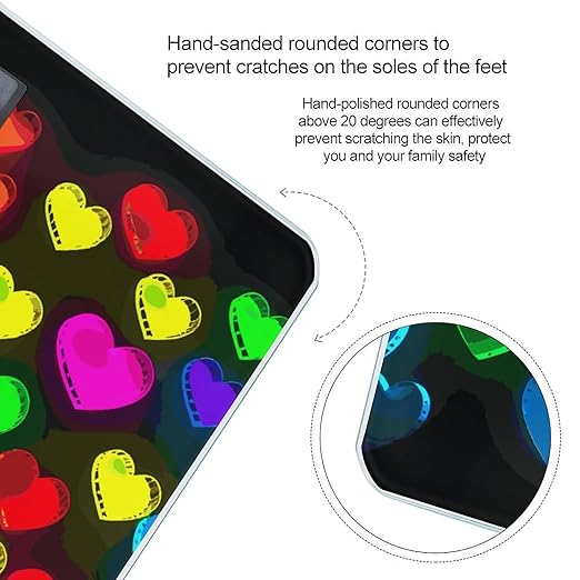 Rainbow Hearts Weight Scale Digital Electronic Scales Bathroom Scale Larg LCD Backlight Display High Precision MeasurementsTempered Glass