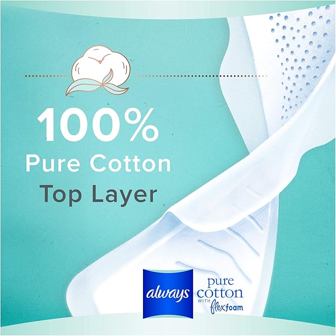 Always Pure Cotton with Flexfoam Pads Size 1 Regular Absorbency (42 Count)