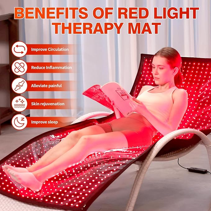 Red Light Therapy Mat for Body Red Light Therapy Blanket for Full Body 1280 LEDs 660nm Red &amp 850nm Near Infrared Light Therapy Pad for Pain Relief &amp Better Sleep