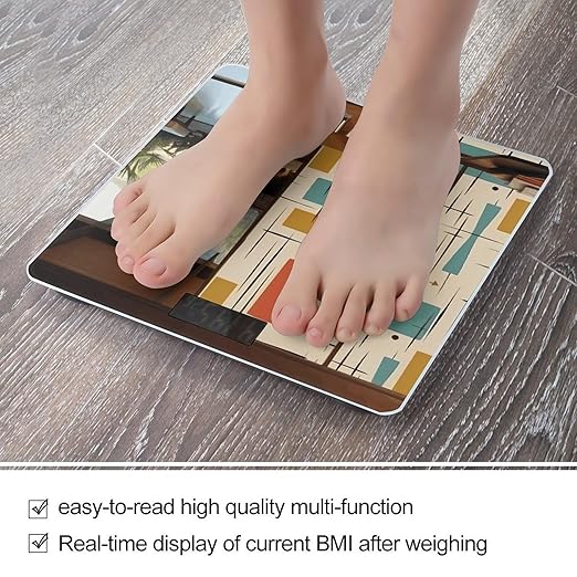 Mid Century Modern Scale for Body Weight High Precision Digital Weight Scales with LCD Display Anti-Slip Sturdy Slim Tempered Glass Bathroom Scale for Home Use