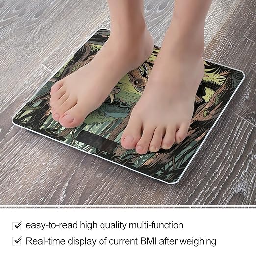 Dinosaur Jungle Weight Scale Large Bathroom Scales Digital Weight with Bright LED Display Non Slip Automatic Weighing Scale Fashion Weighing Machine for Body