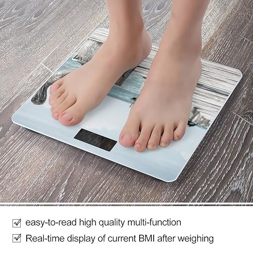 Pelican on Wood Bridge Scale for Body Weight Digital Bathroom Scale Precision Smart Weighing Scales with Clear LED Display Accurate High Precision Scales Weighing Machine