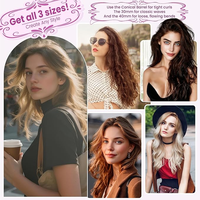 1.2IN Long Hair Barrels Attachment Compatible with Dyson Airwrap HS01 HS05 HS08 Accessories Automatic Curling Iron Curlers for Soft Inward Curls Voluminous Outward Waves Rose