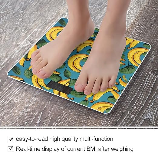 Yellow Banana Digital Bathroom Scale for Body Weight Weighing Scale with Backlit LCD Display High Precision Measurements &amp Measures Weight Up to 180kg
