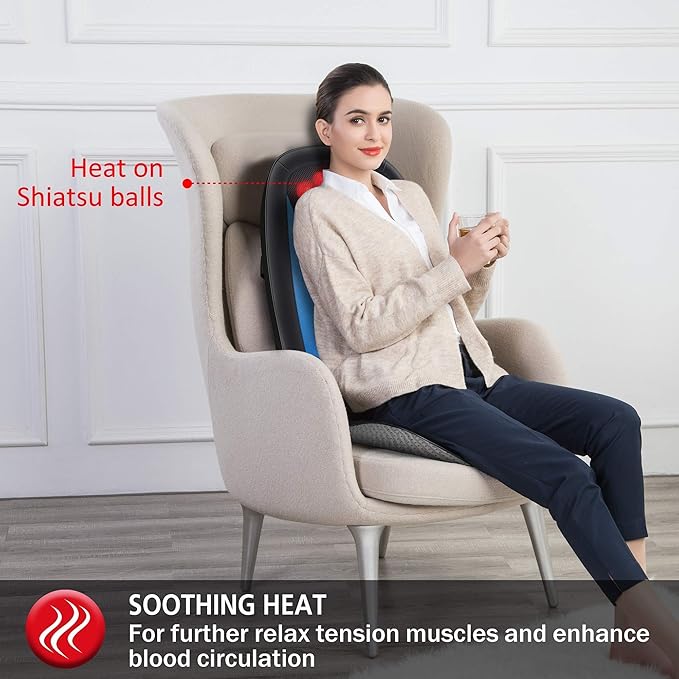 Comfier Back Massager Knee Massager Bundle | Deep Tissue Kneading Massage Seat Cushion Massage Chair Pad for Full Back Pain Relief Electric Body Massager for Home or Office Chair use