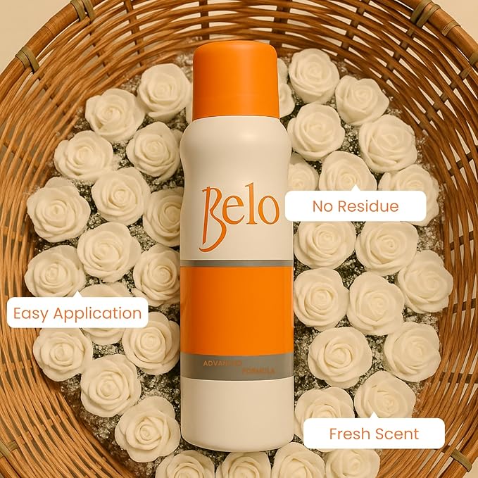 Belo Advanced Formula Odor Control Deodorant Spray with Gentle Quick Dry Protection Fresh Scent and Comfort - 140ml