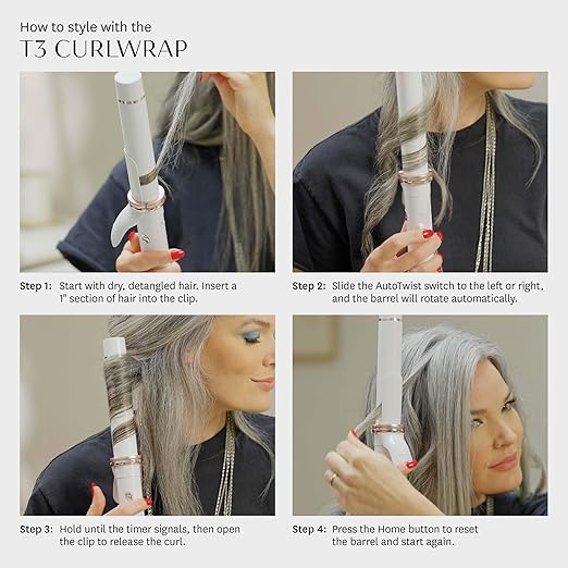 T3 CurlWrap Automatic Rotating Curling Iron with Longer Barrel 2 Timer Settings 9 Heat Settings Auto-Rotating Ceramic Barrel and Ion Generator for Fast Easy Curls and Waves on All Hair Types