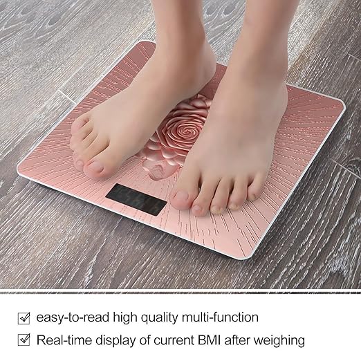 Weight Scale Rose Gold Print Digital Scale Bathroom Scale LCD Display Scale Body Weight Scale Portable Scale