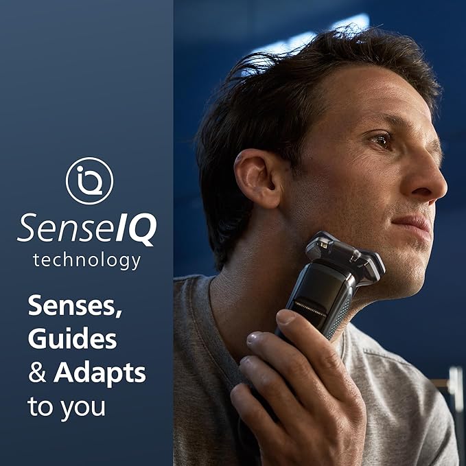 Philips Norelco 9400 Rechargeable Wet/Dry Electric Shaver with SenseIQ and Comfort Glide Ring Technology Battery Powered Silver S9502/83