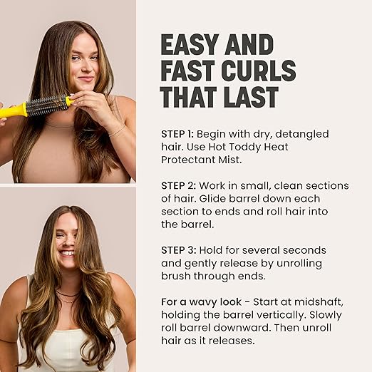 Drybar The Curl Party Heated Curling Round Brush – Salon Curling Wand with Long-Lasting Shiny Results
