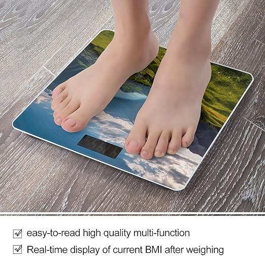 Switzerland Alps Scale for Body Weight Anti-Slip Sturdy Tempered Glass Weighing Machine Highly Digital Accurate Bright LCD Bathroom Scale for Household Gift