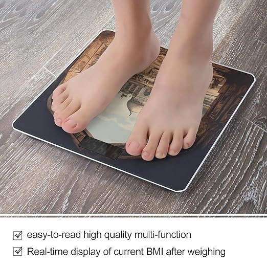 Historical Site Painting Smart Scale for Body Weight Accurate Bathroom Scale with LED Display Digital Weight Scales Weighing Machine High Precision Scales for Bath Home
